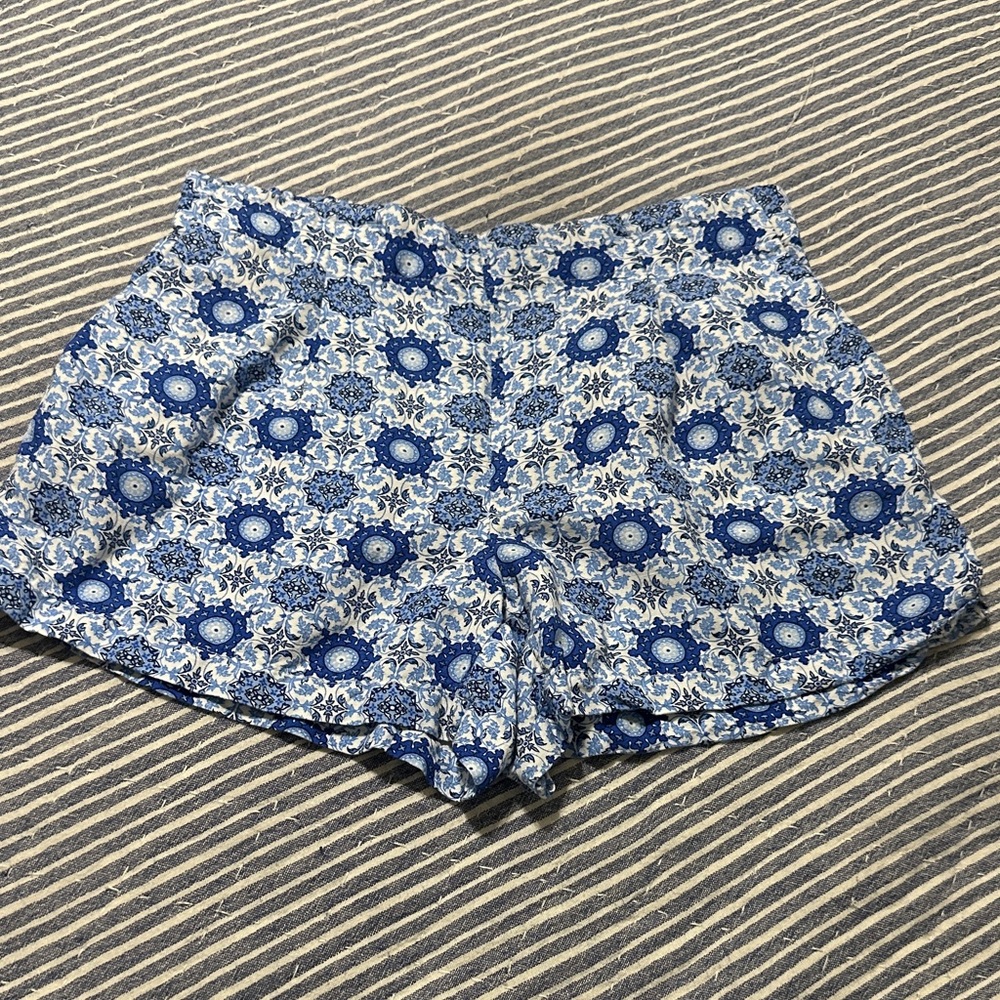 LOFT High Waist Blue Patterned Women's Shorts